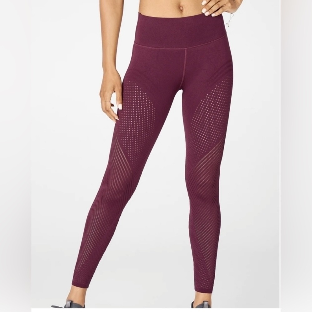 Fabletics Burgundy Seamless High-Waist Leggings
